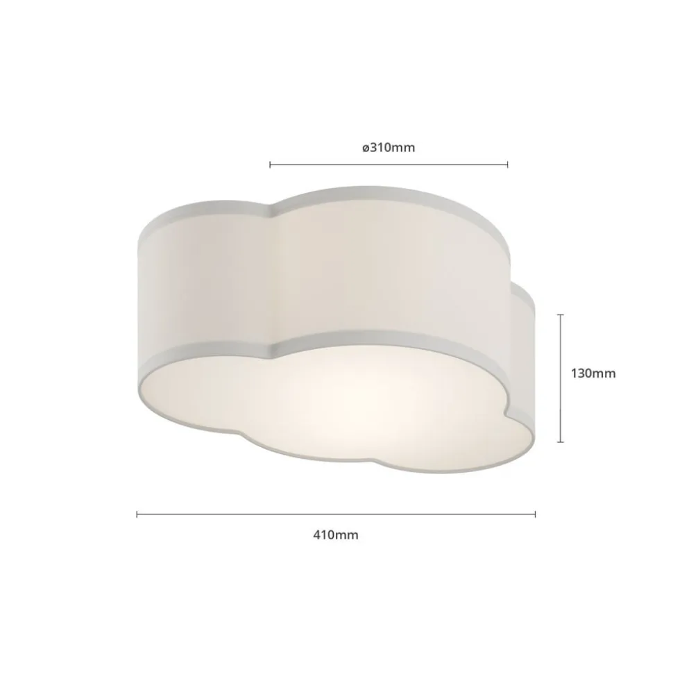 Loftlampe Cloud i tekstil, længde 41 cm, grå