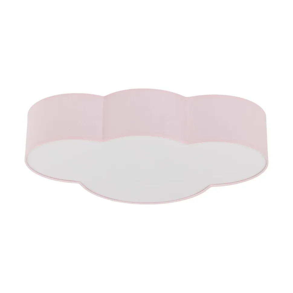 Loftlampe Cloud, lyserød, 63 cm lang, tekstil, sky, E27