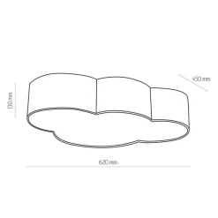 Loftlampe Cloud, lyserød, 63 cm lang, tekstil, sky, E27
