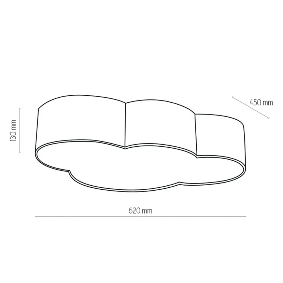 Loftlampe Cloud, lyserød, 63 cm lang, tekstil, sky, E27