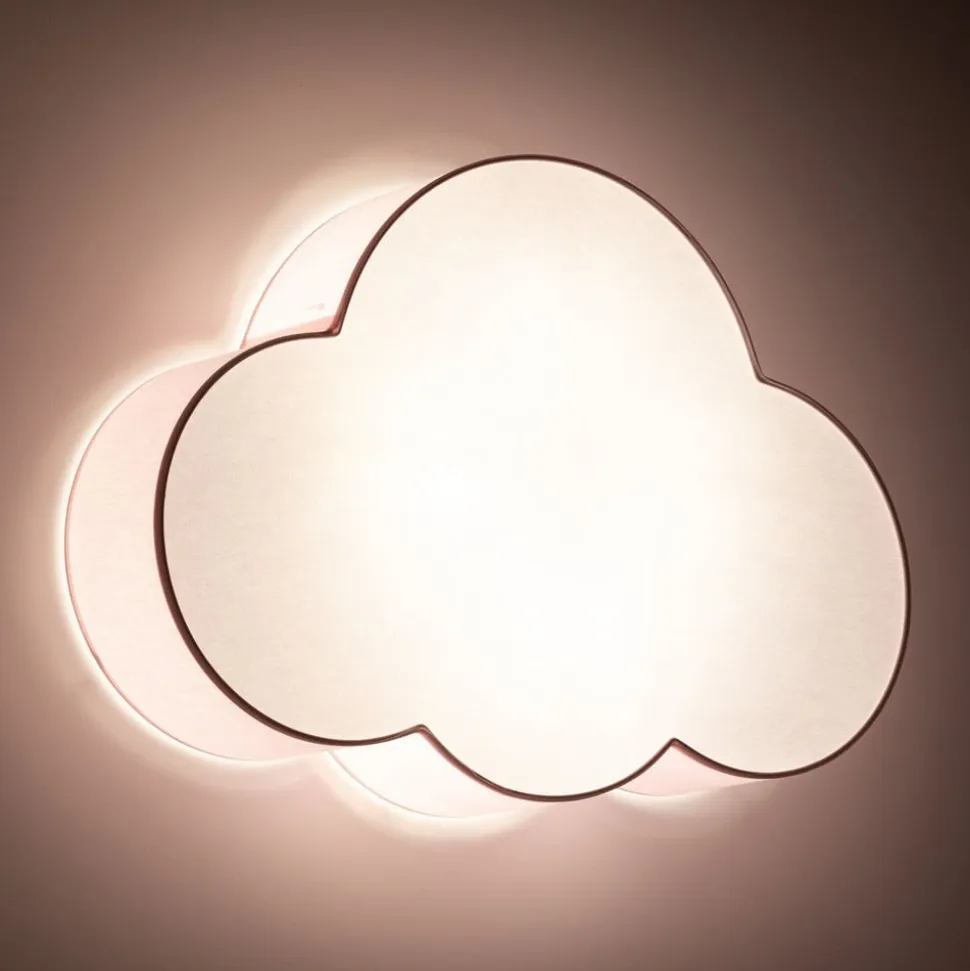 Loftlampe Cloud, lyserød, 63 cm lang, tekstil, sky, E27