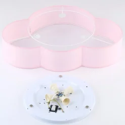 Loftlampe Cloud, lyserød, 63 cm lang, tekstil, sky, E27