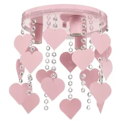 Loftlampe Corazon i pink med hjerter