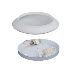 Loftlampe Cyril i glas, hvid-messing
