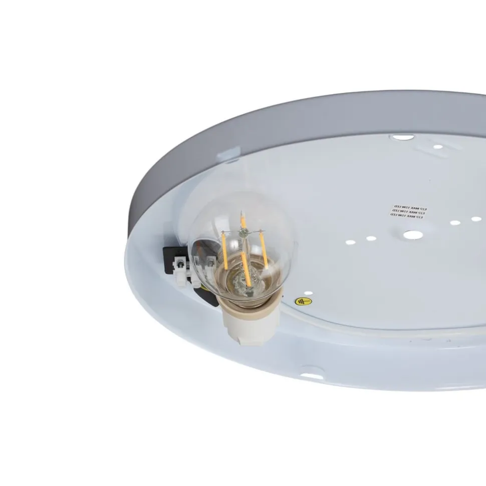Loftlampe Cyril i glas, hvid-messing