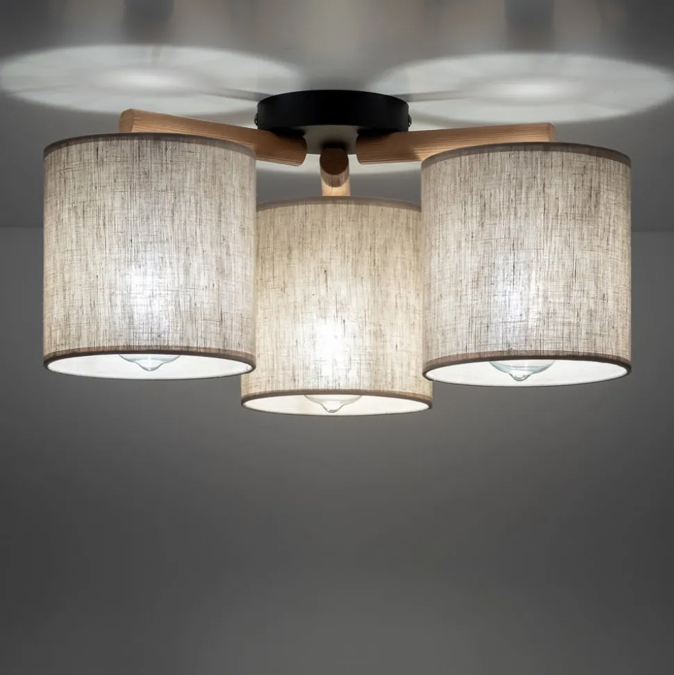 Loftlampe Deva, tekstil, 3 lyskilder