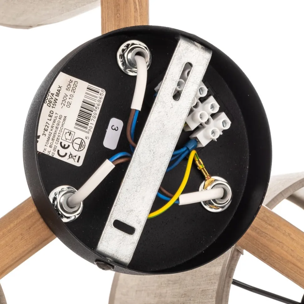 Loftlampe Deva, tekstil, 3 lyskilder