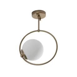 Loftlampe Dolunay, Ø 26 cm, guldfarvet, glas, E27