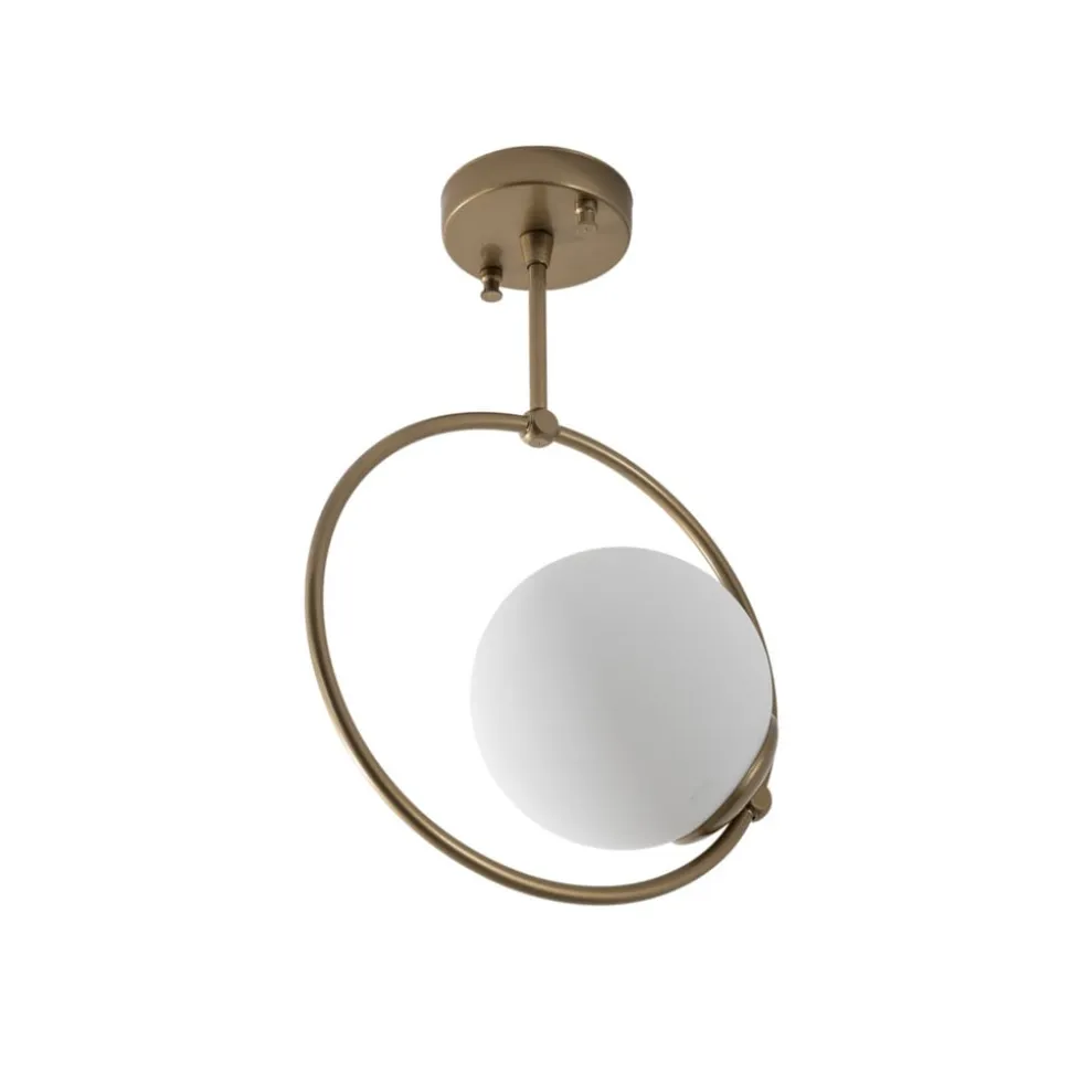 Loftlampe Dolunay, Ø 26 cm, guldfarvet, glas, E27