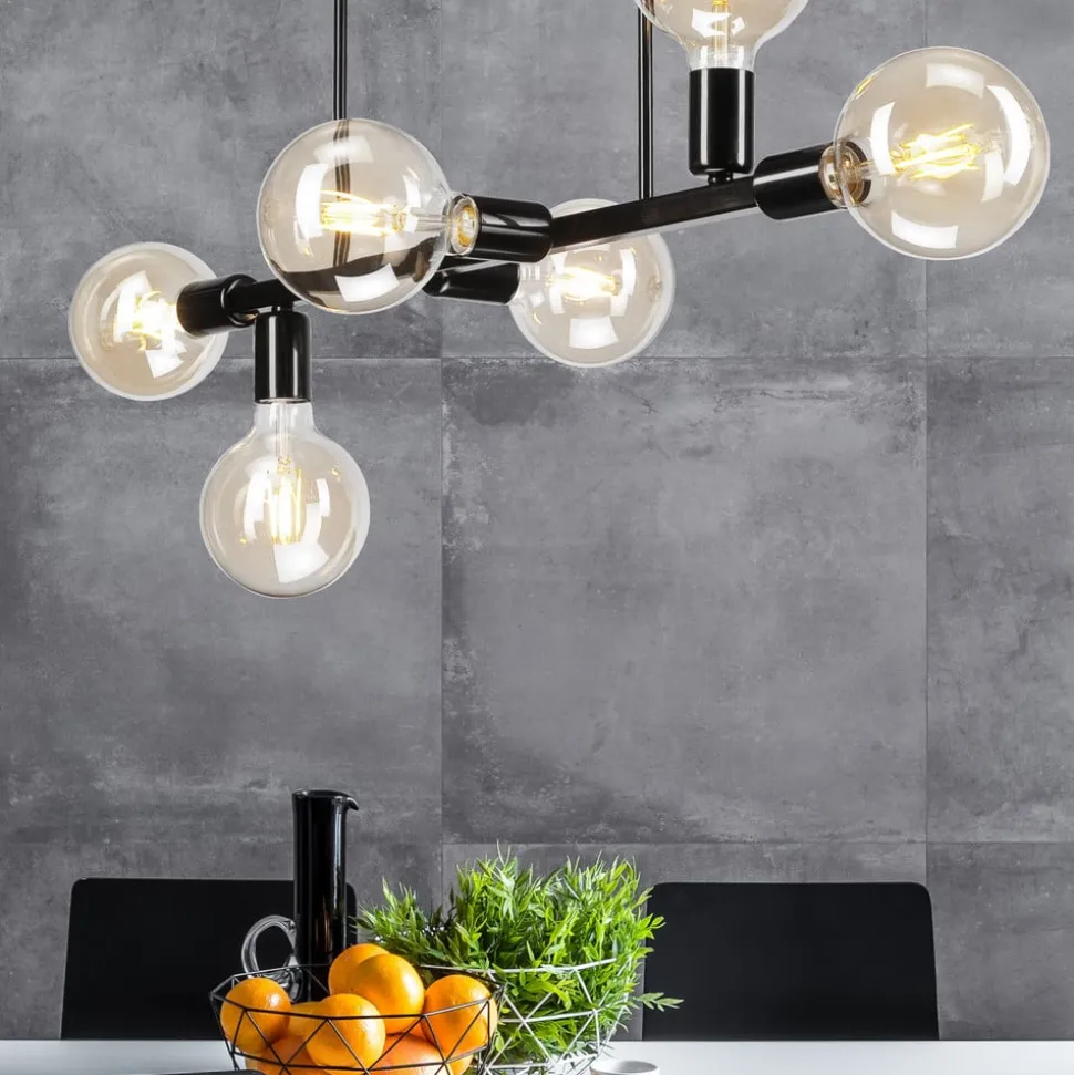 Loftlampe Eliza, 6 lyskilder, sort