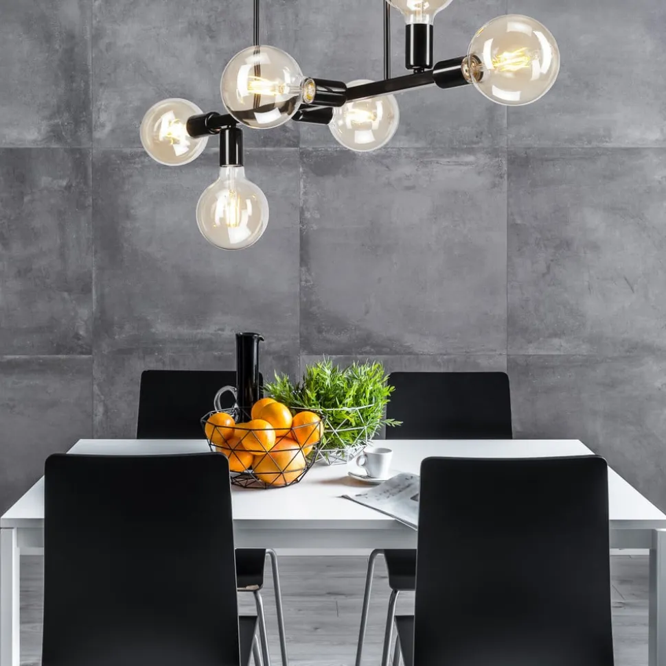 Loftlampe Eliza, 6 lyskilder, sort