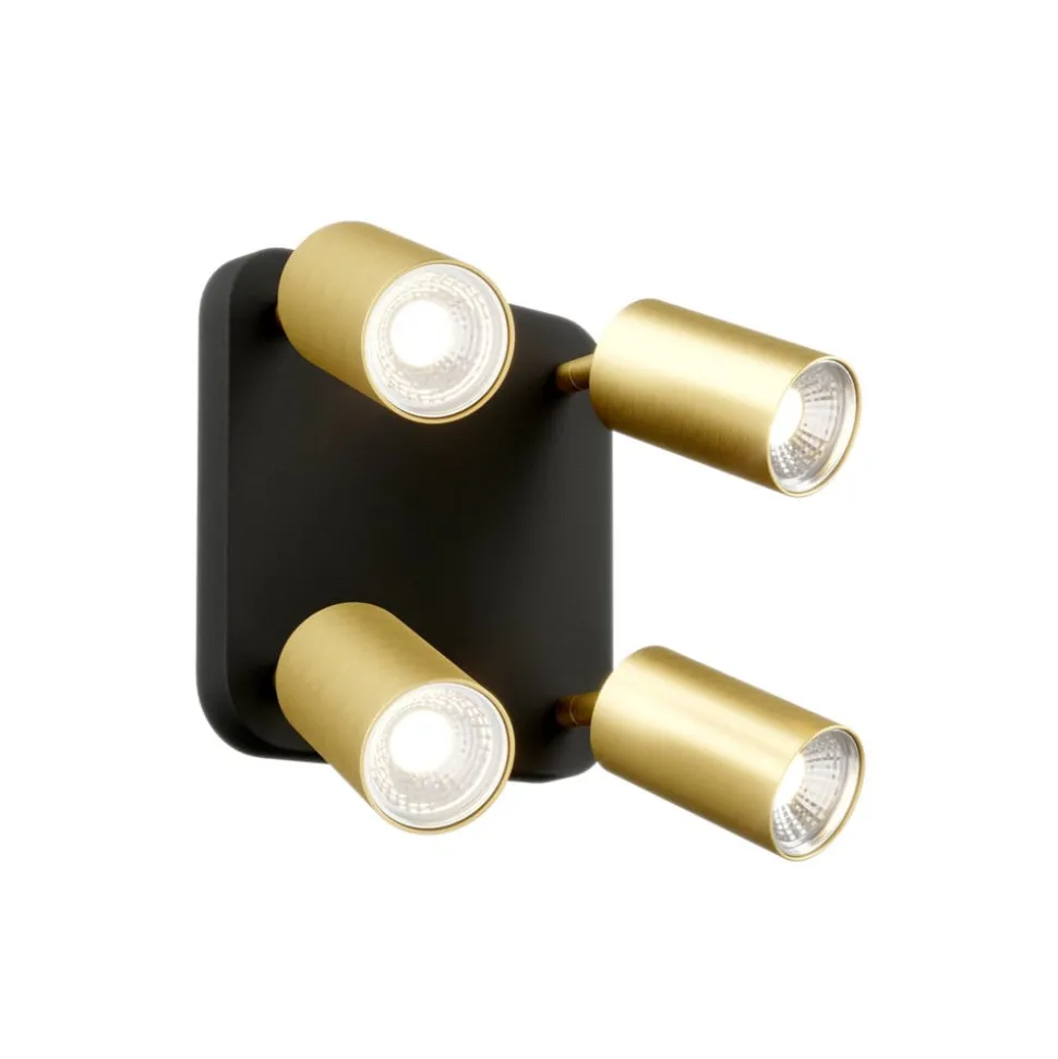 Loftlampe Eye Spot med 4 lyskilder, sort/messing