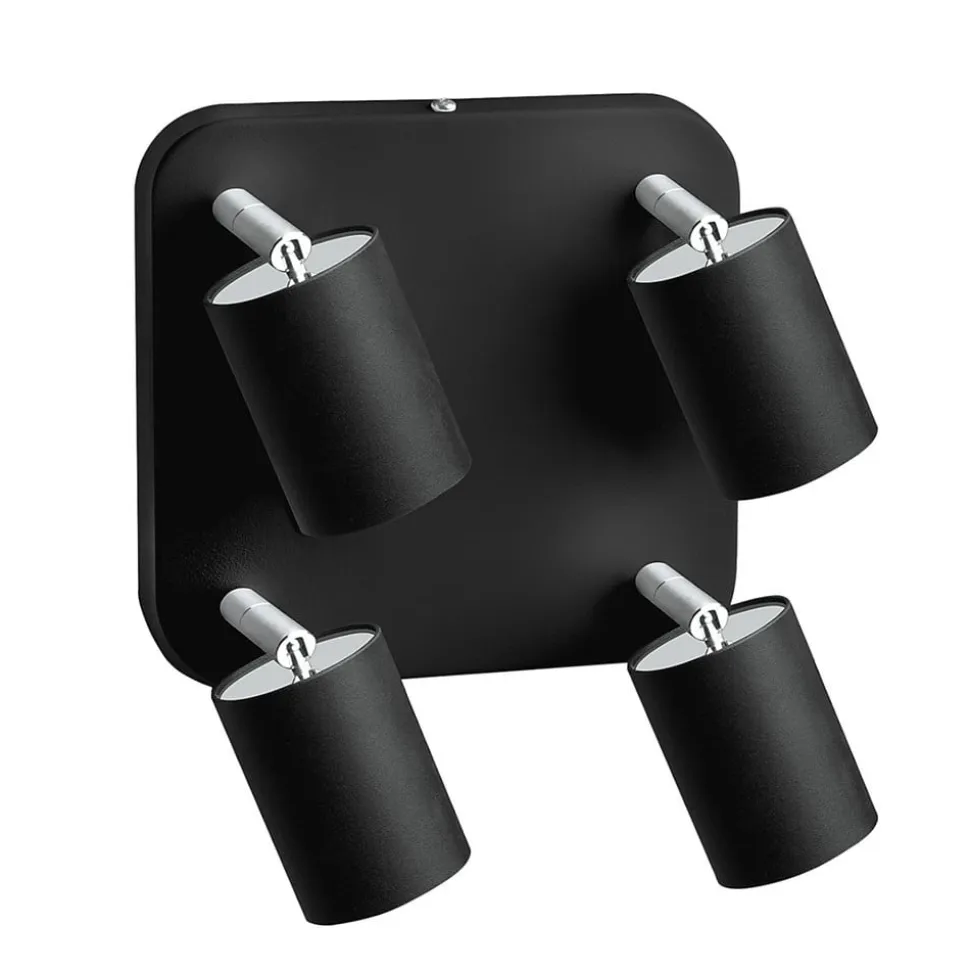 Loftlampe Eye Spot med 4 lyskilder, firkantet, sort