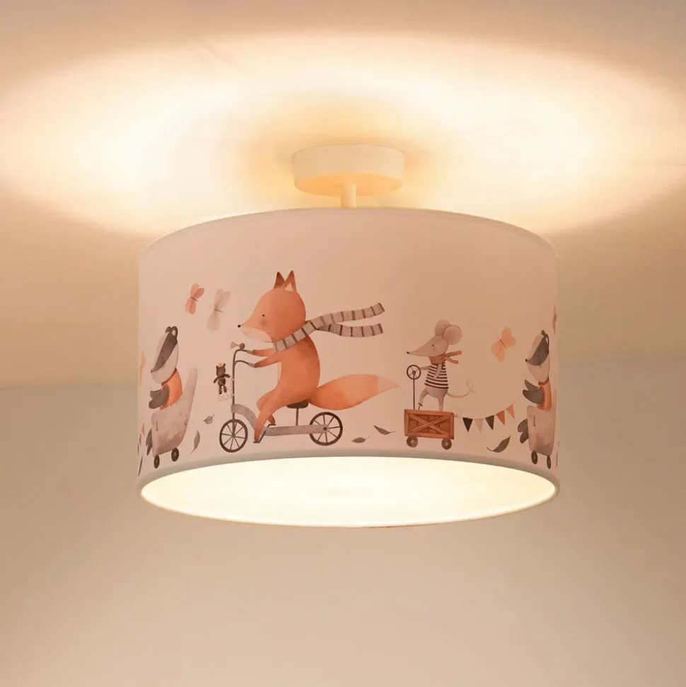Loftlampe Ferdi Kids, tekstil, hvid, farvet