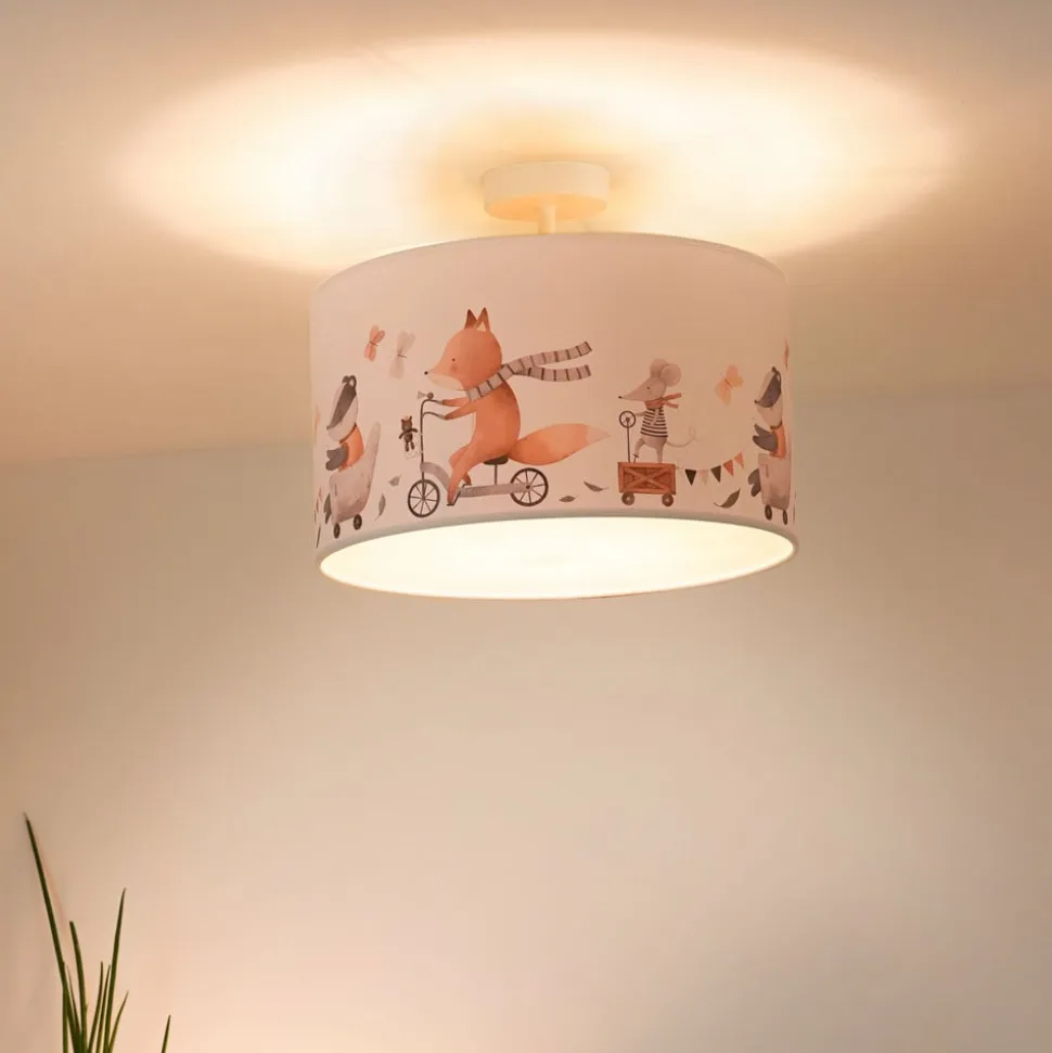 Loftlampe Ferdi Kids, tekstil, hvid, farvet