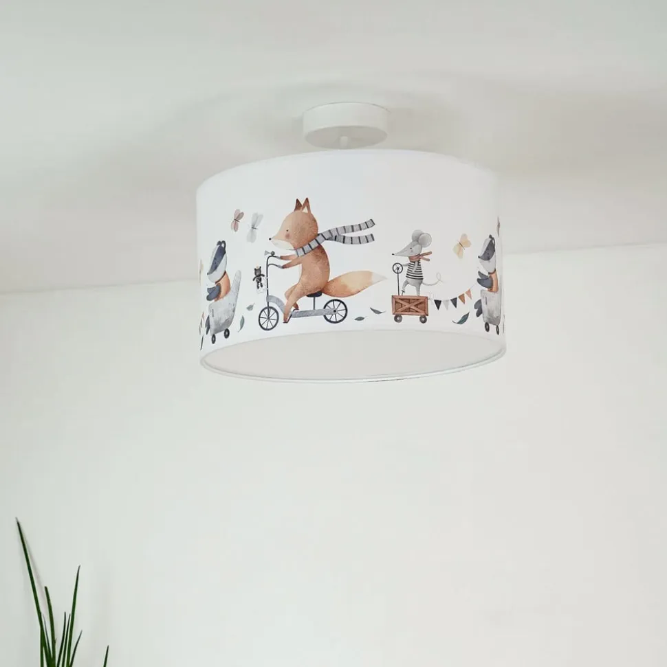 Loftlampe Ferdi Kids, tekstil, hvid, farvet