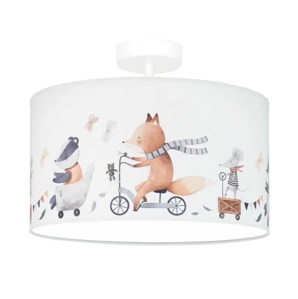 Loftlampe Ferdi Kids, tekstil, hvid, farvet