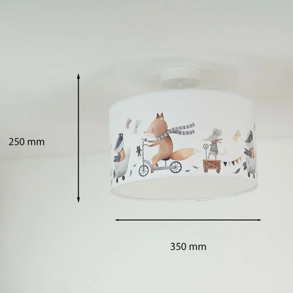 Loftlampe Ferdi Kids, tekstil, hvid, farvet
