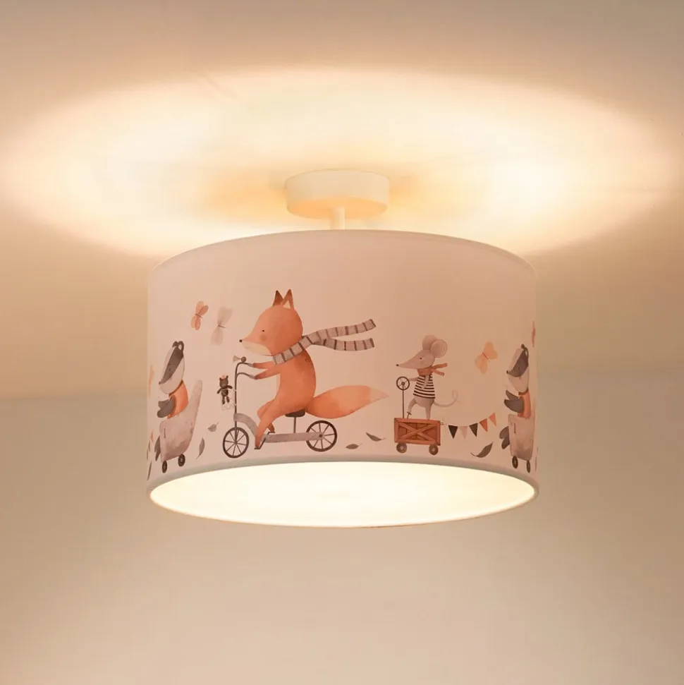 Loftlampe Ferdi Kids, tekstil, hvid, farvet