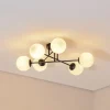 Loftlampe Glassy, 6 lyskilder, sort/opal