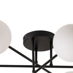 Loftlampe Glassy, 6 lyskilder, sort/opal
