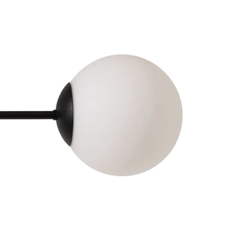 Loftlampe Glassy, 6 lyskilder, sort/opal