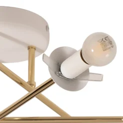 Loftlampe Glassy, 6 lyskilder, hvid/guld/opal