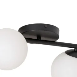 Loftlampe Glassy, 4 lyskilder, lineær, sort/opal