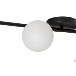 Loftlampe Glassy, 4 lyskilder, lineær, sort/opal