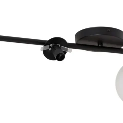 Loftlampe Glassy, 4 lyskilder, lineær, sort/opal