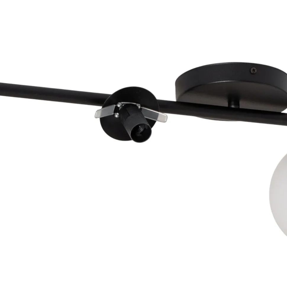 Loftlampe Glassy, 4 lyskilder, lineær, sort/opal