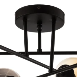 Loftlampe Glassy, sort, grafit/amber/klar, 6 lyskilder.
