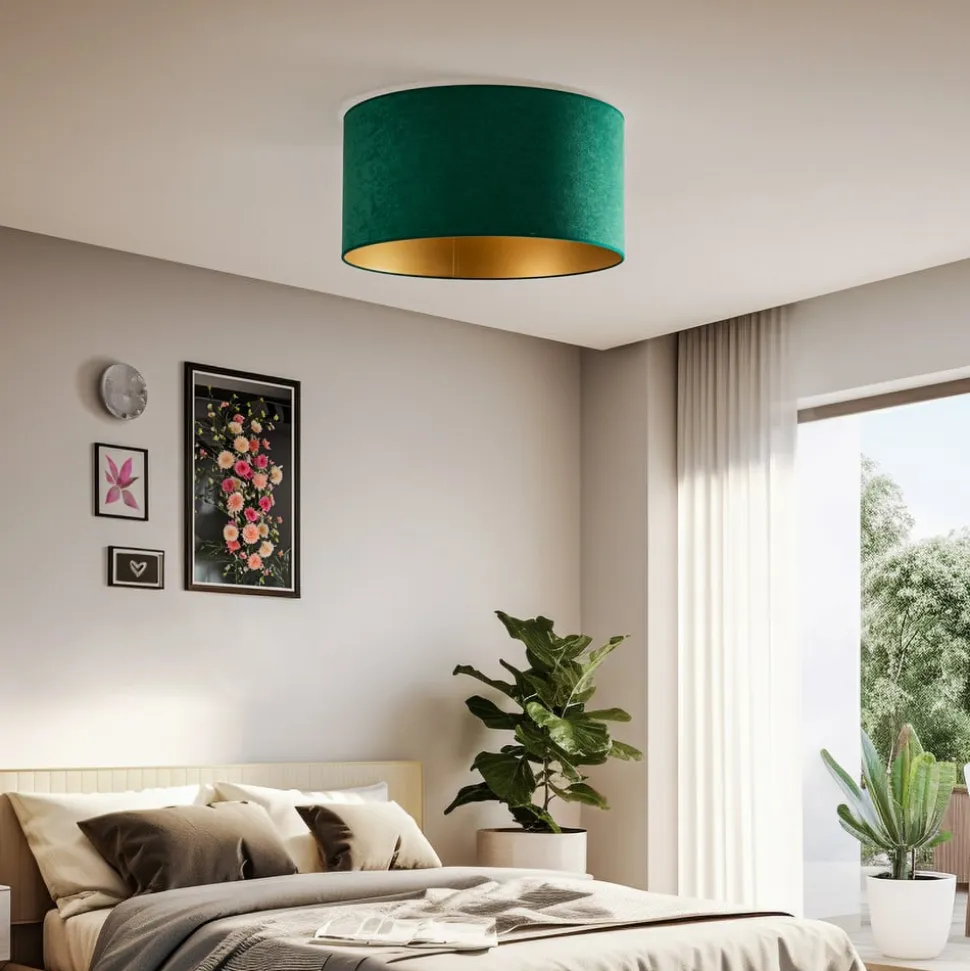 Loftlampe Golden Roller Ø 60 cm mørkegrøn/guld