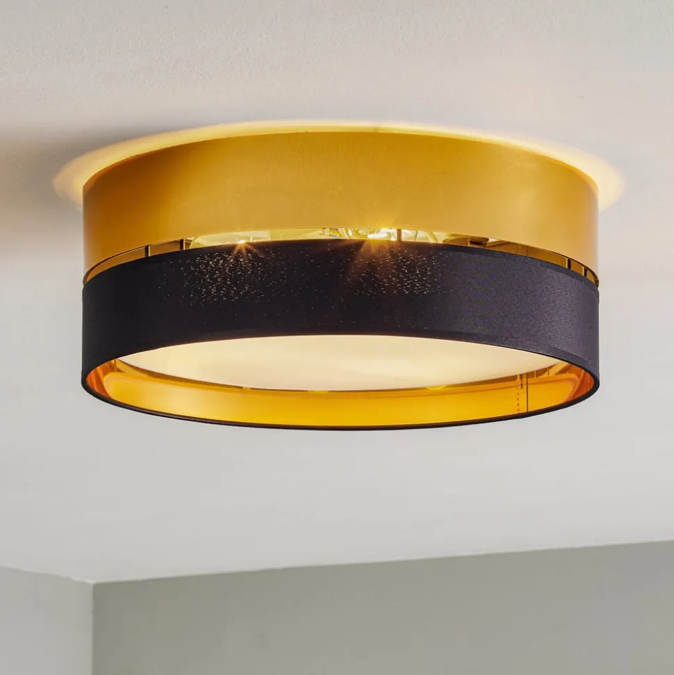 Loftlampe Hilton, sort/guld, Ø 45 cm