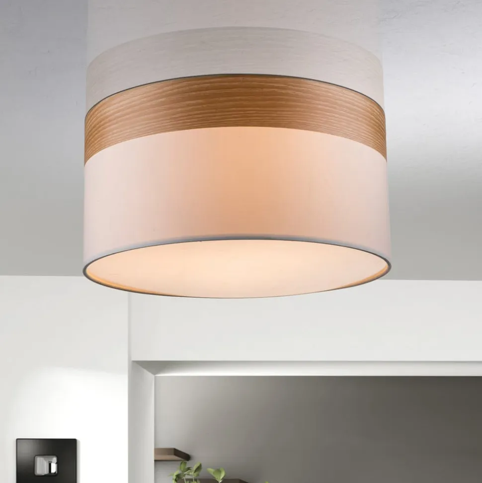 Loftlampe Libba med afstand i cremefarvet træ