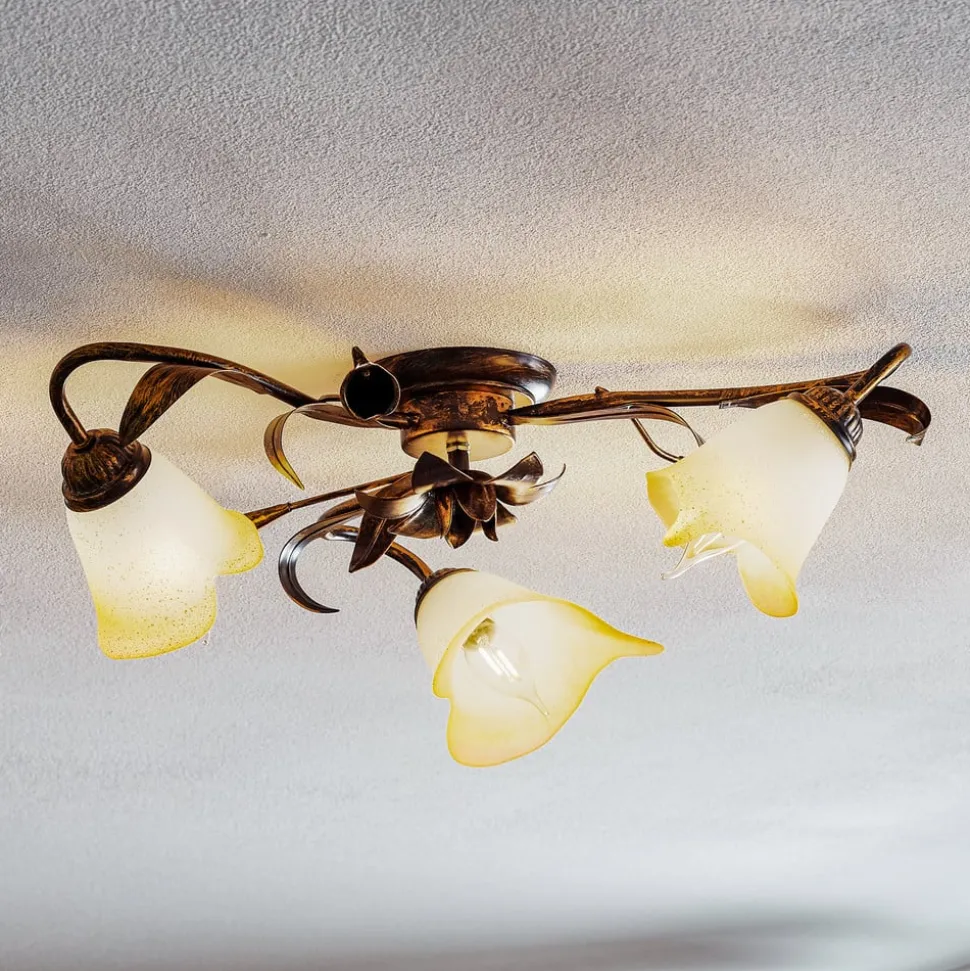 Loftlampe Lucrezia med 3 lyskilder, bronze