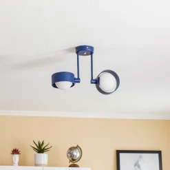 Loftlampe Mado i stål, blå, 2 lyskilder
