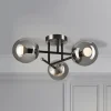 Loftlampe Malena, Ø 19 cm, røggrå, glas/metal 3 lyskilder.