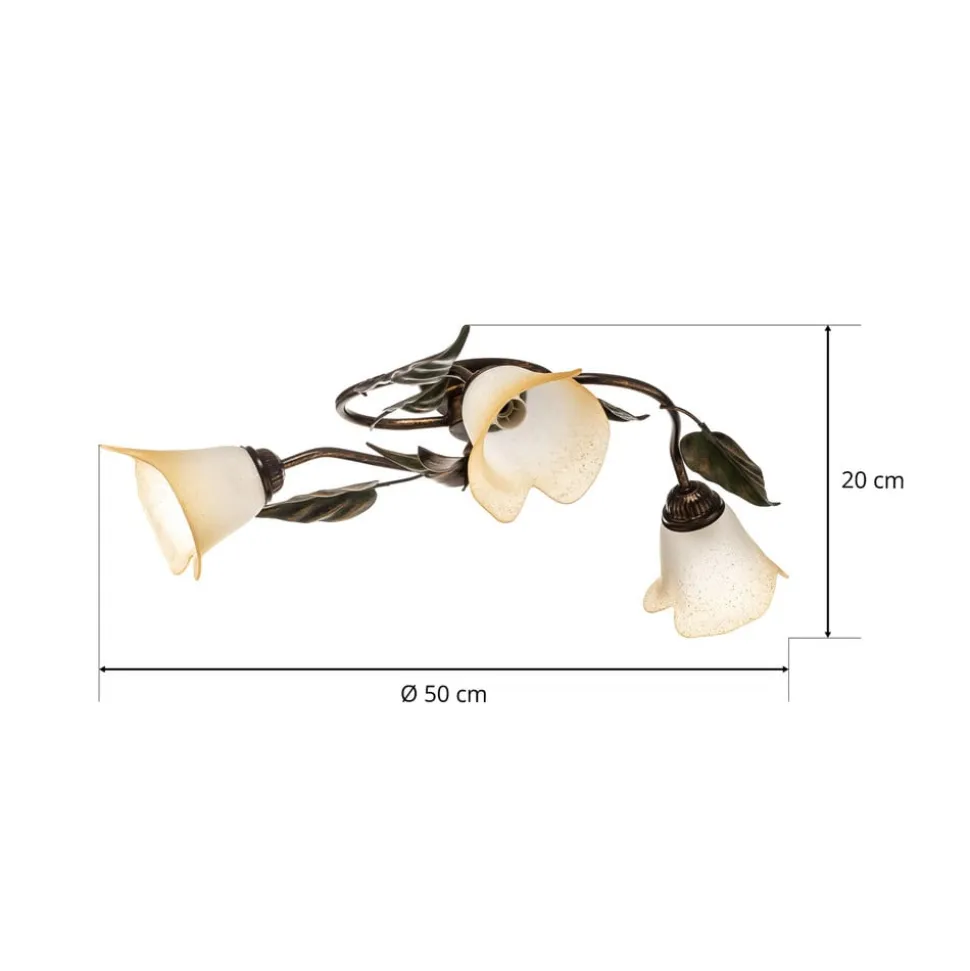 Loftlampe Miranda med 3 lyskilder, bronze