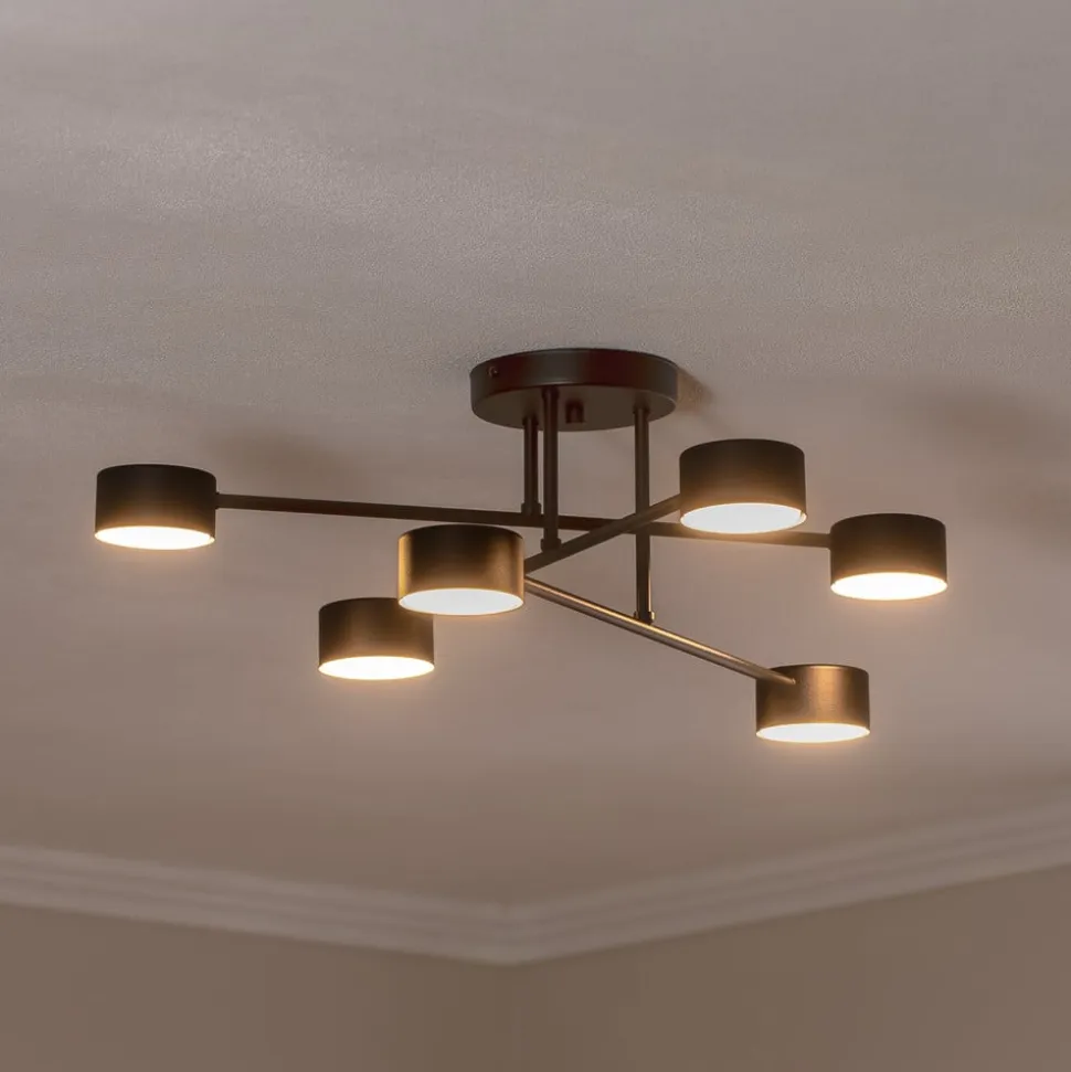 Loftlampe Modus 6, stål, 6 lyskilder, GX53, sort