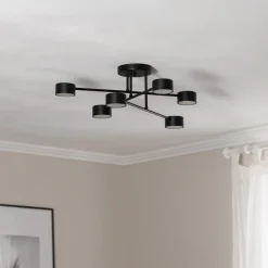 Loftlampe Modus 6, stål, 6 lyskilder, GX53, sort