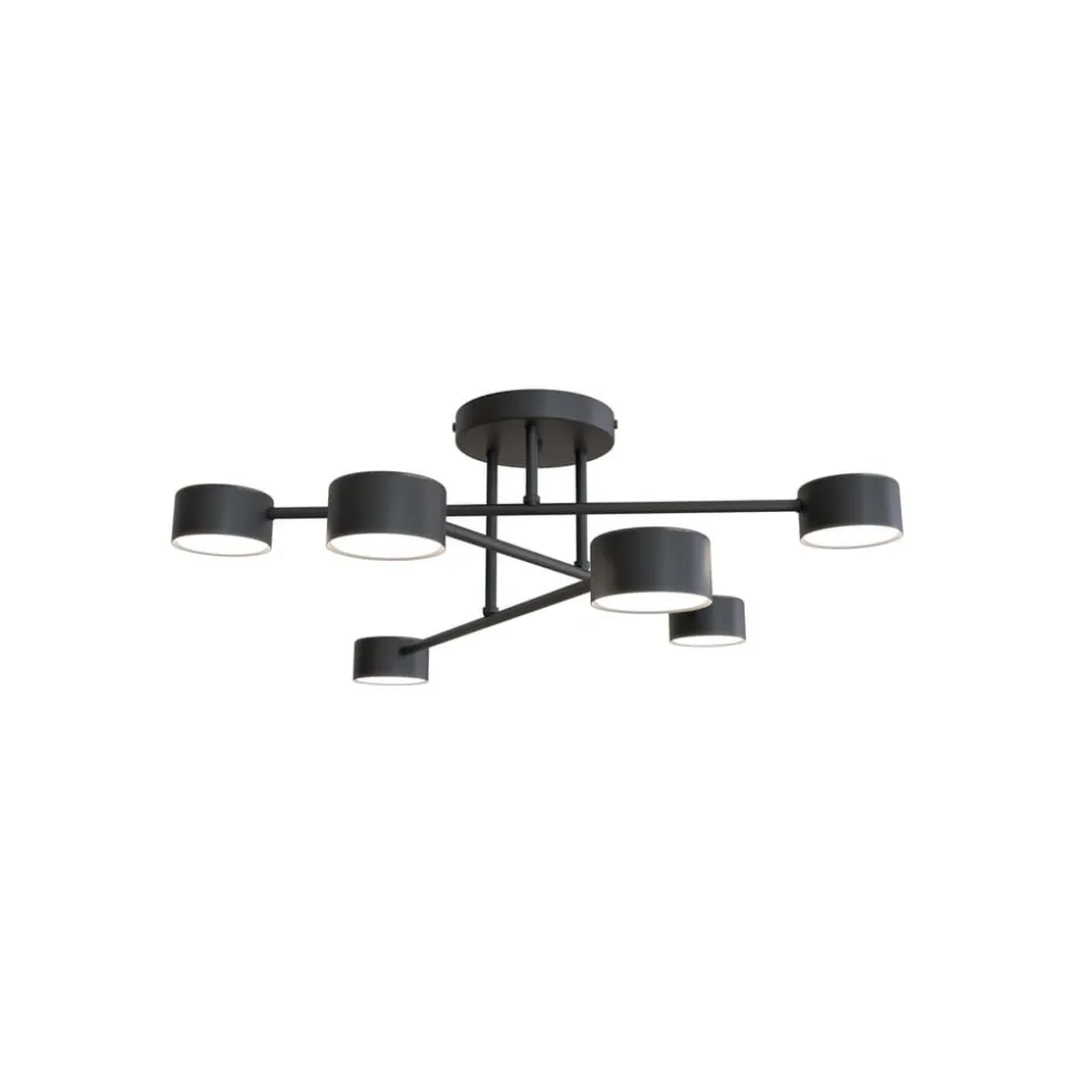 Loftlampe Modus 6, stål, 6 lyskilder, GX53, sort