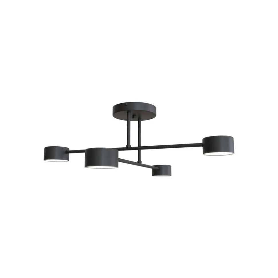 Loftlampe Modus 4, stål, 4 lyskilder, GX53, sort