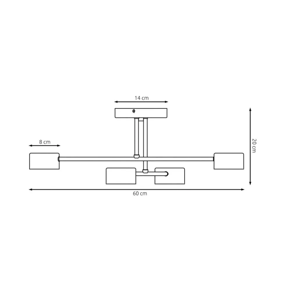 Loftlampe Modus 4, stål, 4 lyskilder, GX53, sort