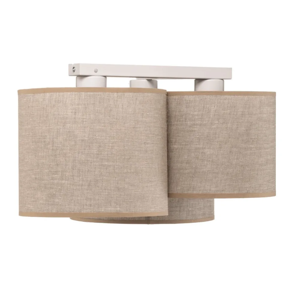 Loftlampe Mona Nature, 3 lyskilder, naturfarvet linned