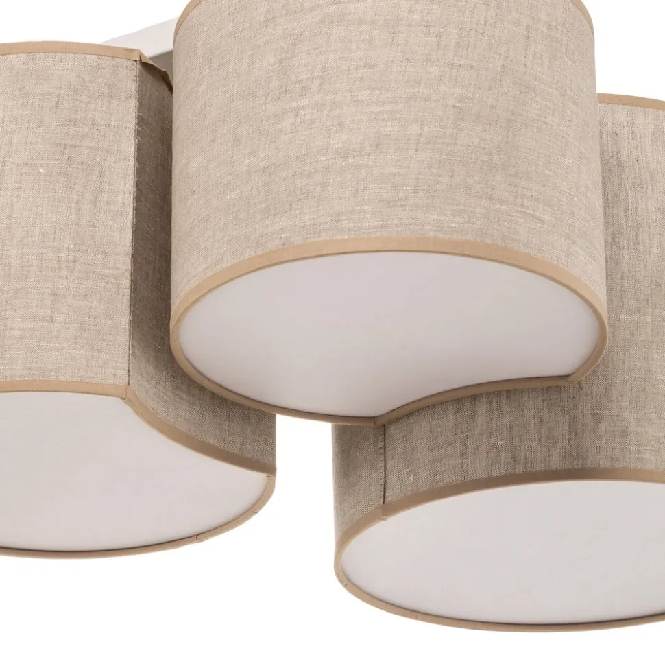 Loftlampe Mona Nature, 3 lyskilder, naturfarvet linned