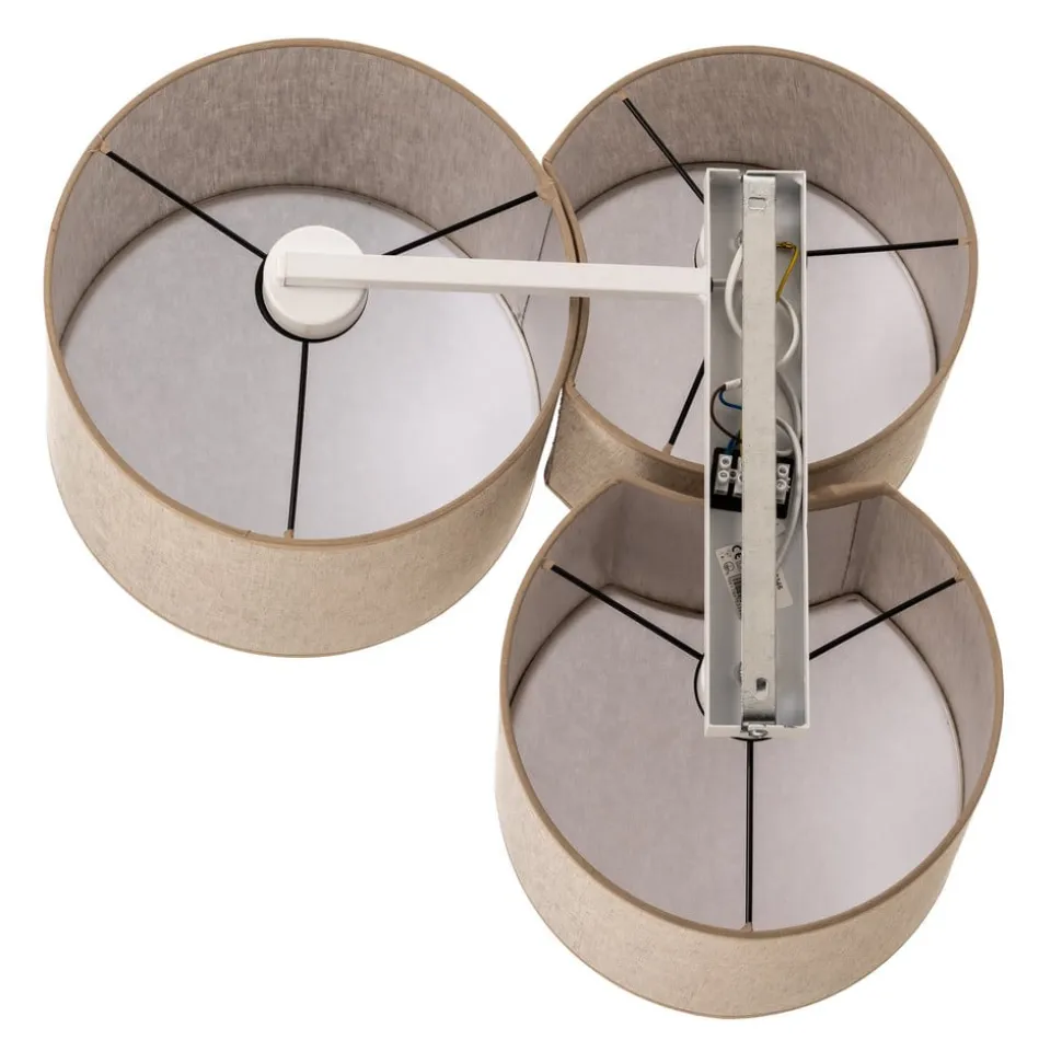 Loftlampe Mona Nature, 3 lyskilder, naturfarvet linned