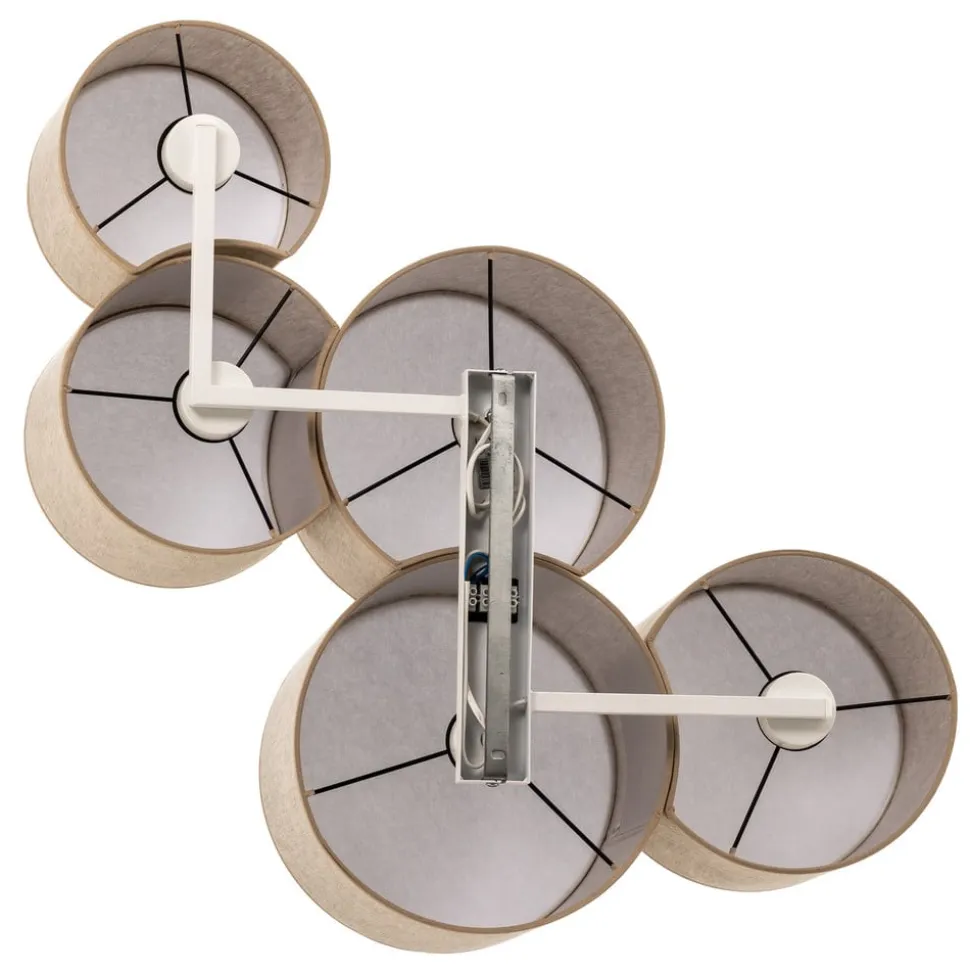 Loftlampe Mona Nature, 5 lyskilder, naturfarvet linned
