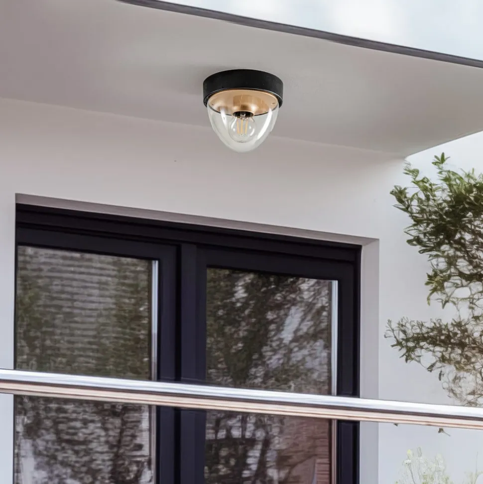 Loftlampe Nook med klar skærm, sort/guld