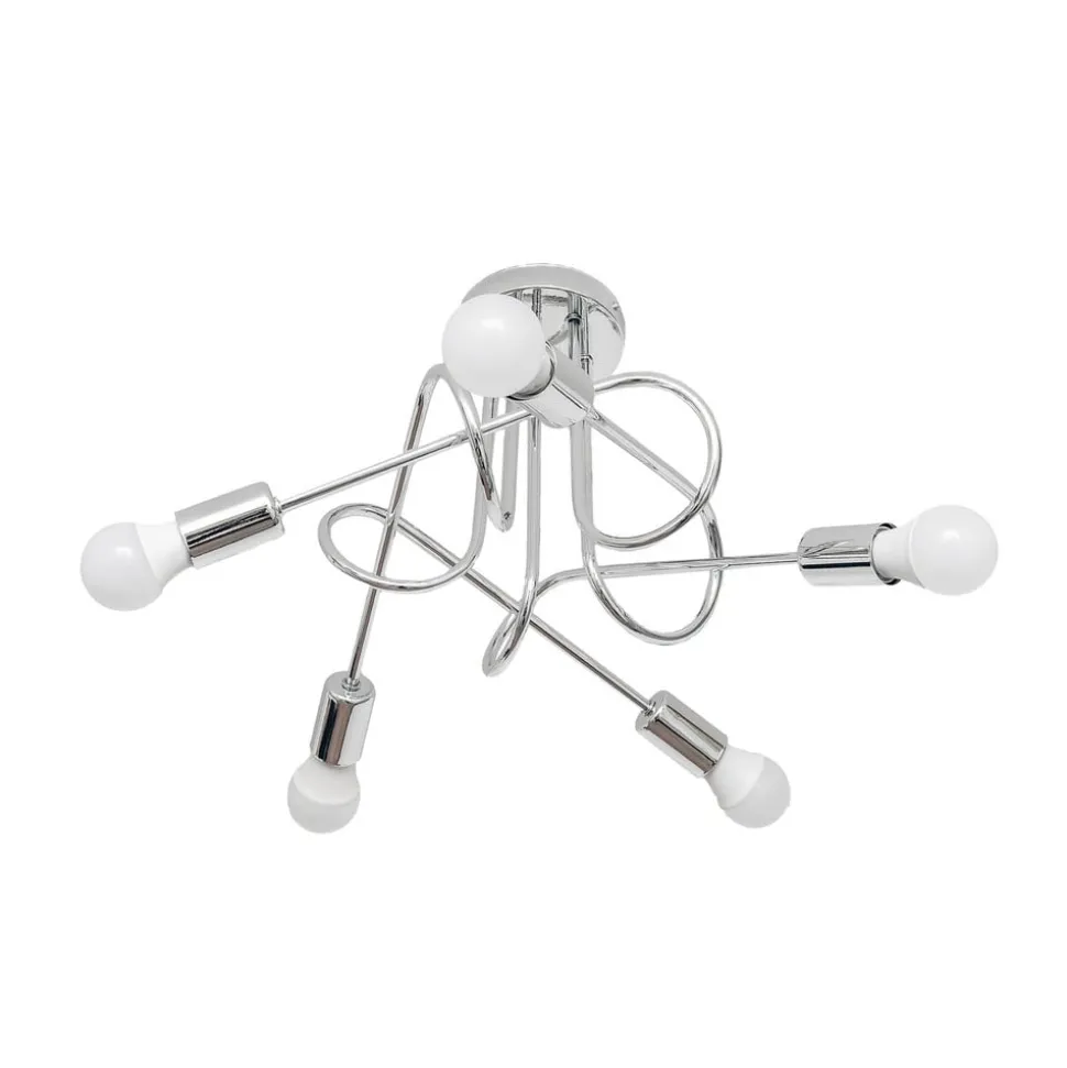 Loftlampe Oxford, krom, 5 lyskilder, Ø 47 cm, metal